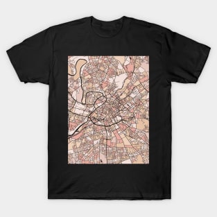 Manchester Map Pattern in Soft Pink Pastels T-Shirt